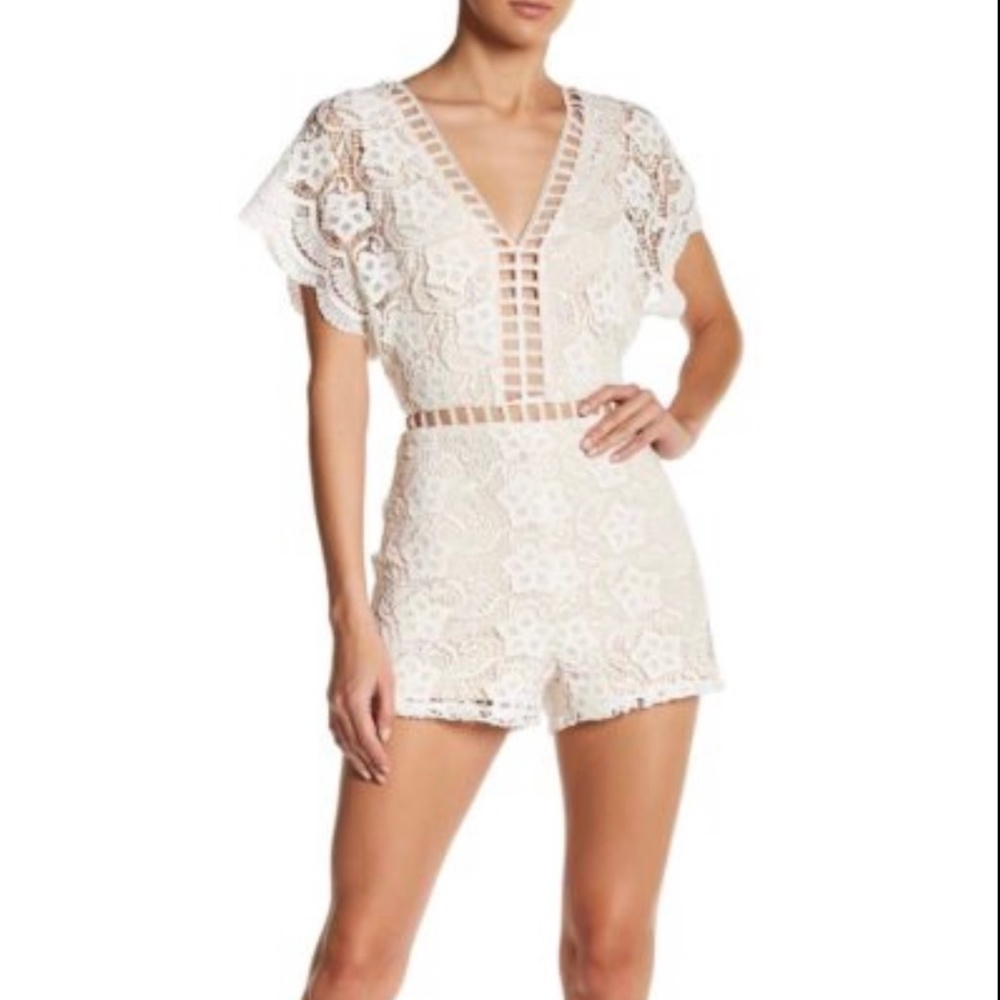 NWT Soieblu Open Embroidered Lace Romper